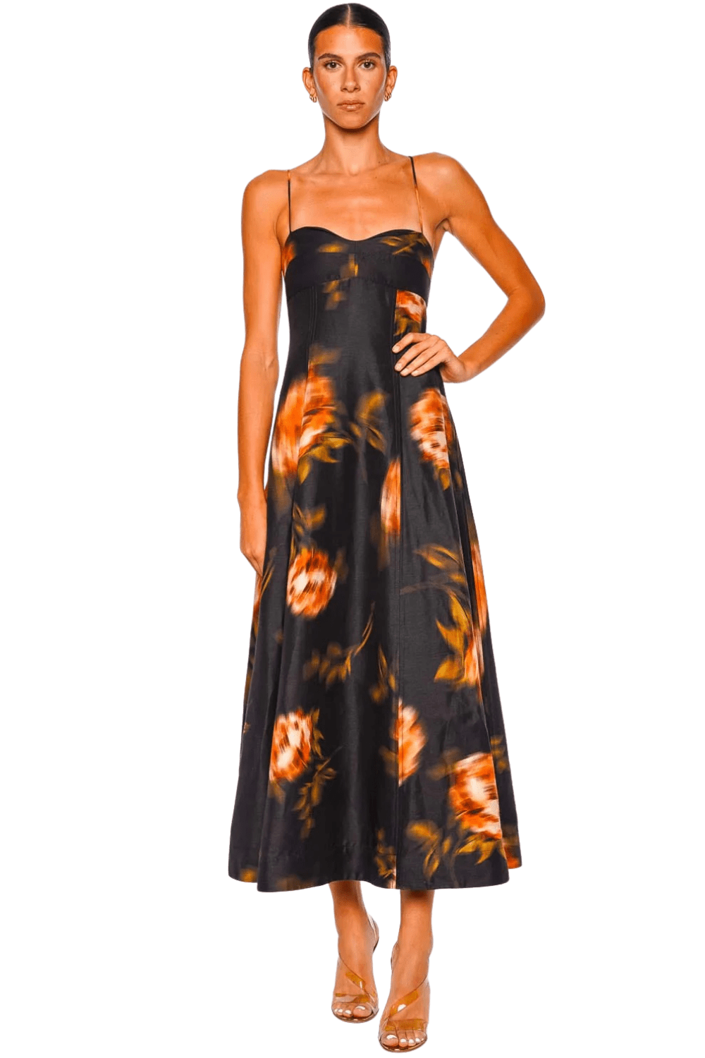 CLEA Magdelena Mira Floral Sweetheart Midi Dress