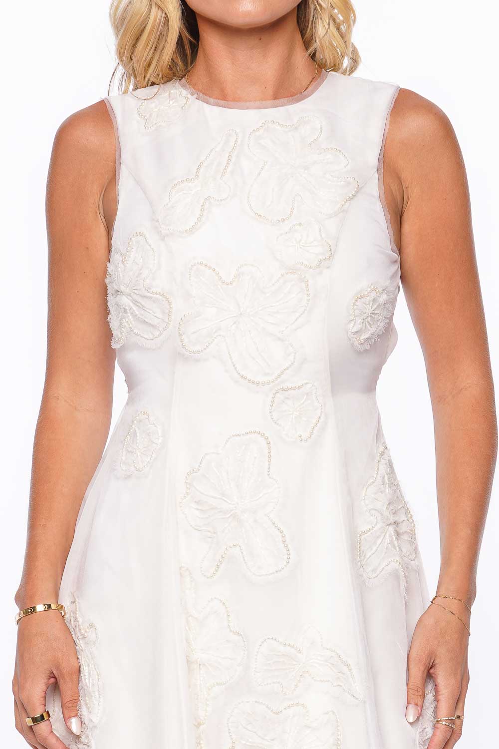Aje. Vera Beaded Flower Midi Dress