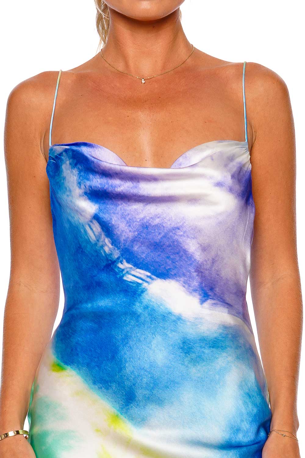 Retrofête Rylynn Watercolor Wave Silk Mini Dress