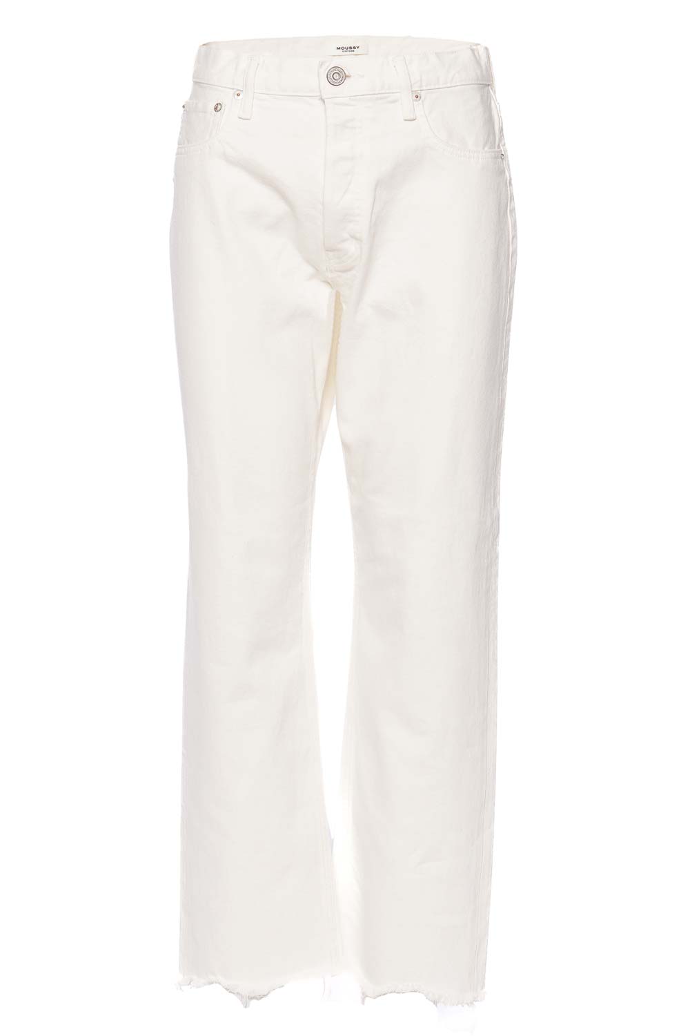 MOUSSY VINTAGE Aurora White Wide Leg Straight Crop Jeans