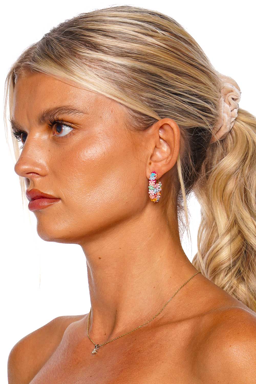 Mignonne Gavigan Amalfi Floral Embellished Hoop Earrings