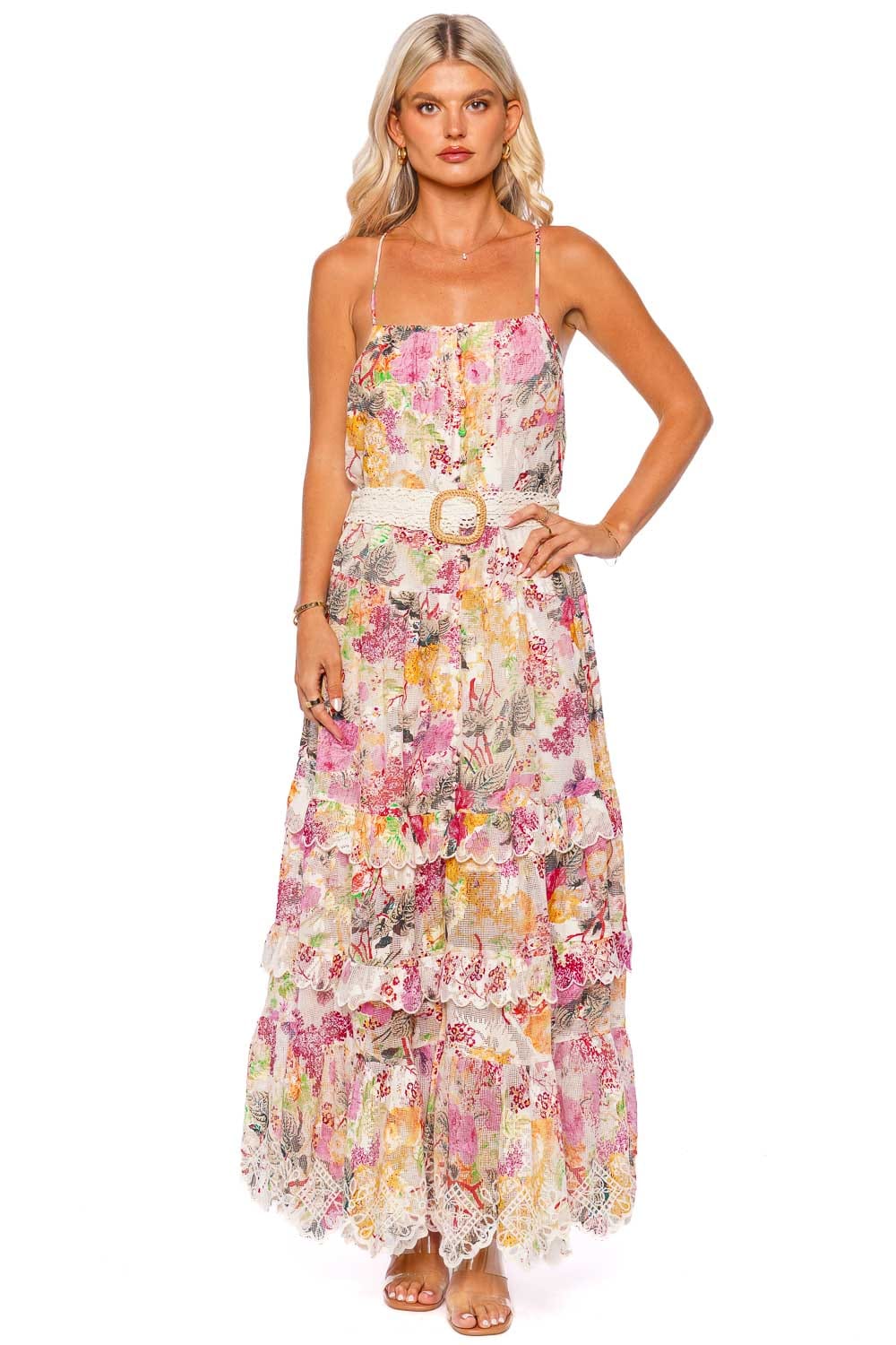 Hemant and Nandita Charu Floral Embroidered Maxi Dress