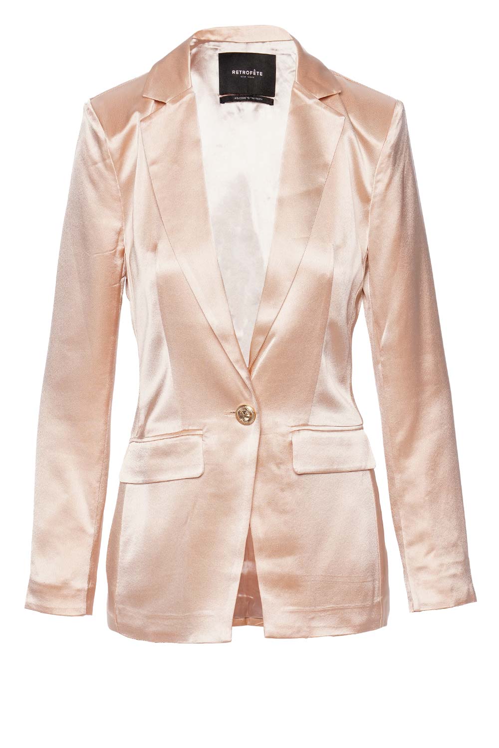 Retrofête Leo Dusty Peach Satin Blazer