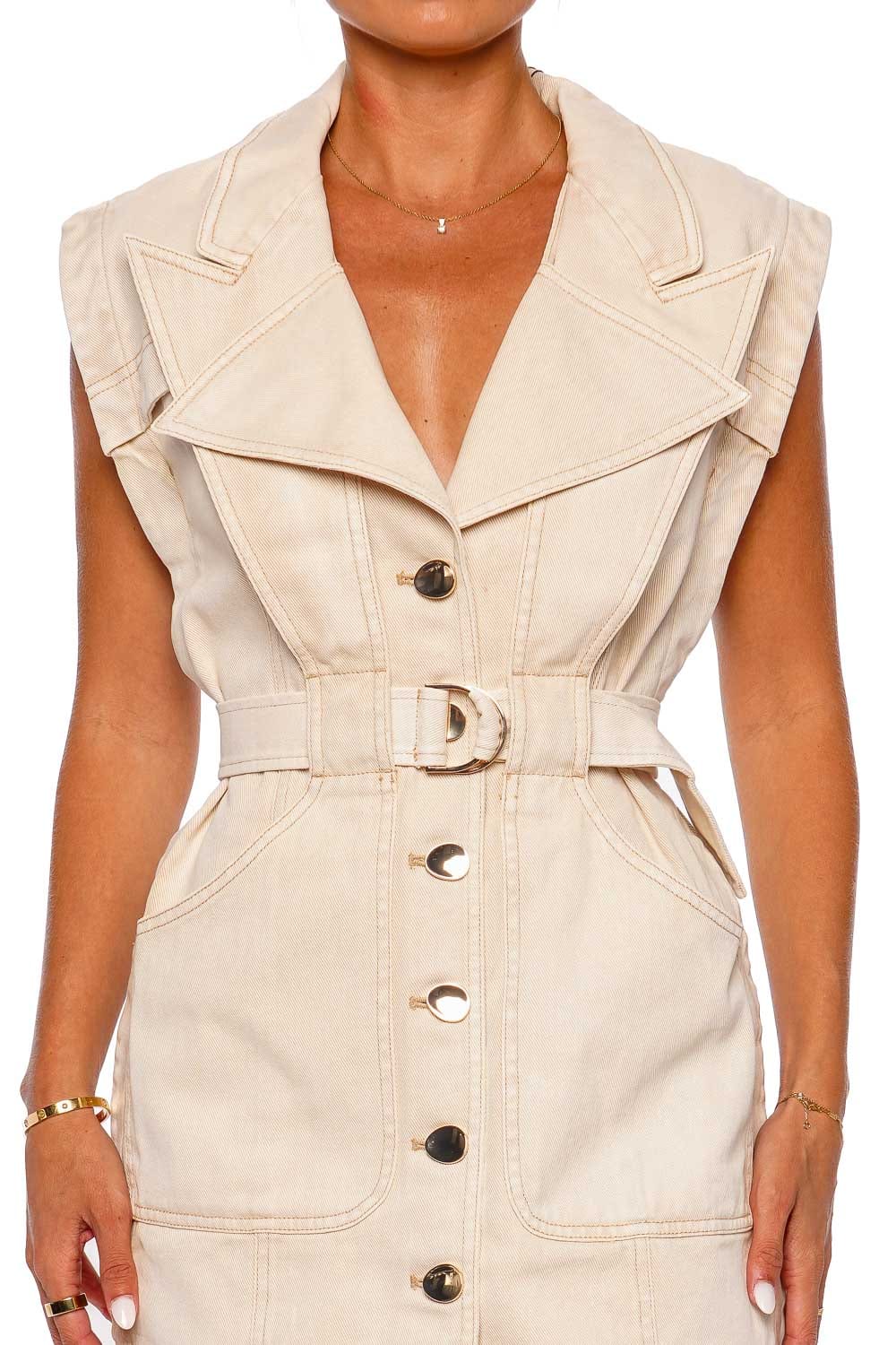 Acler Orchal Coconut Belted Mini Dress