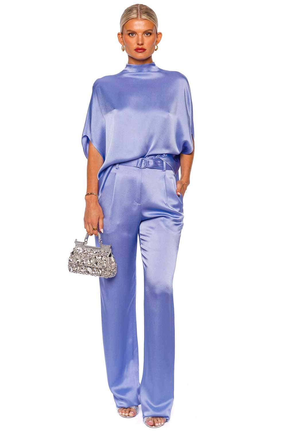 LAPOINTE Doubleface Satin High Waisted Belted Pant
