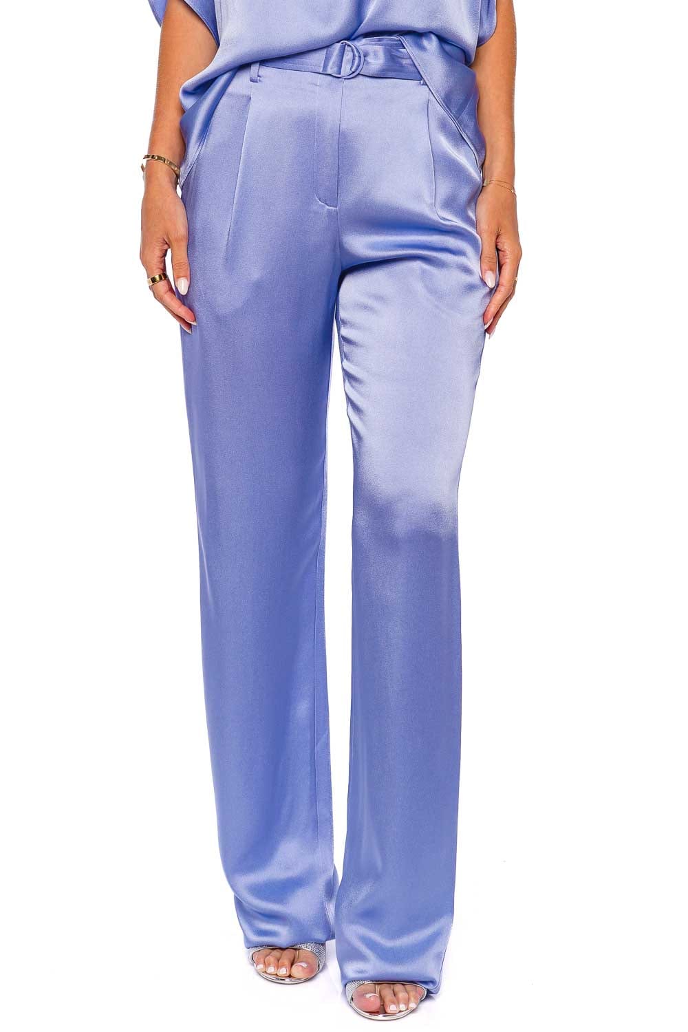 LAPOINTE Doubleface Satin High Waisted Belted Pant