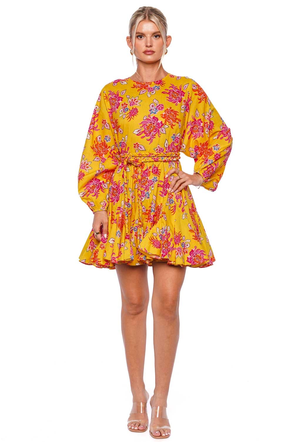 Rhode Ella Gold Lani Belted Mini Dress