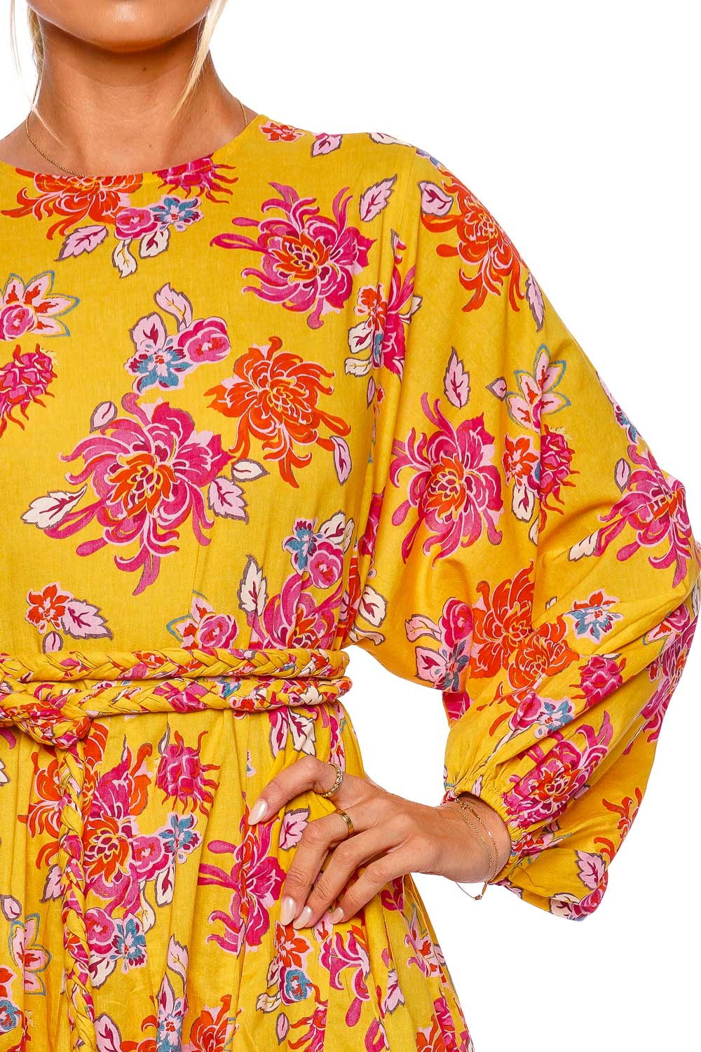 Rhode Ella Gold Lani Belted Mini Dress