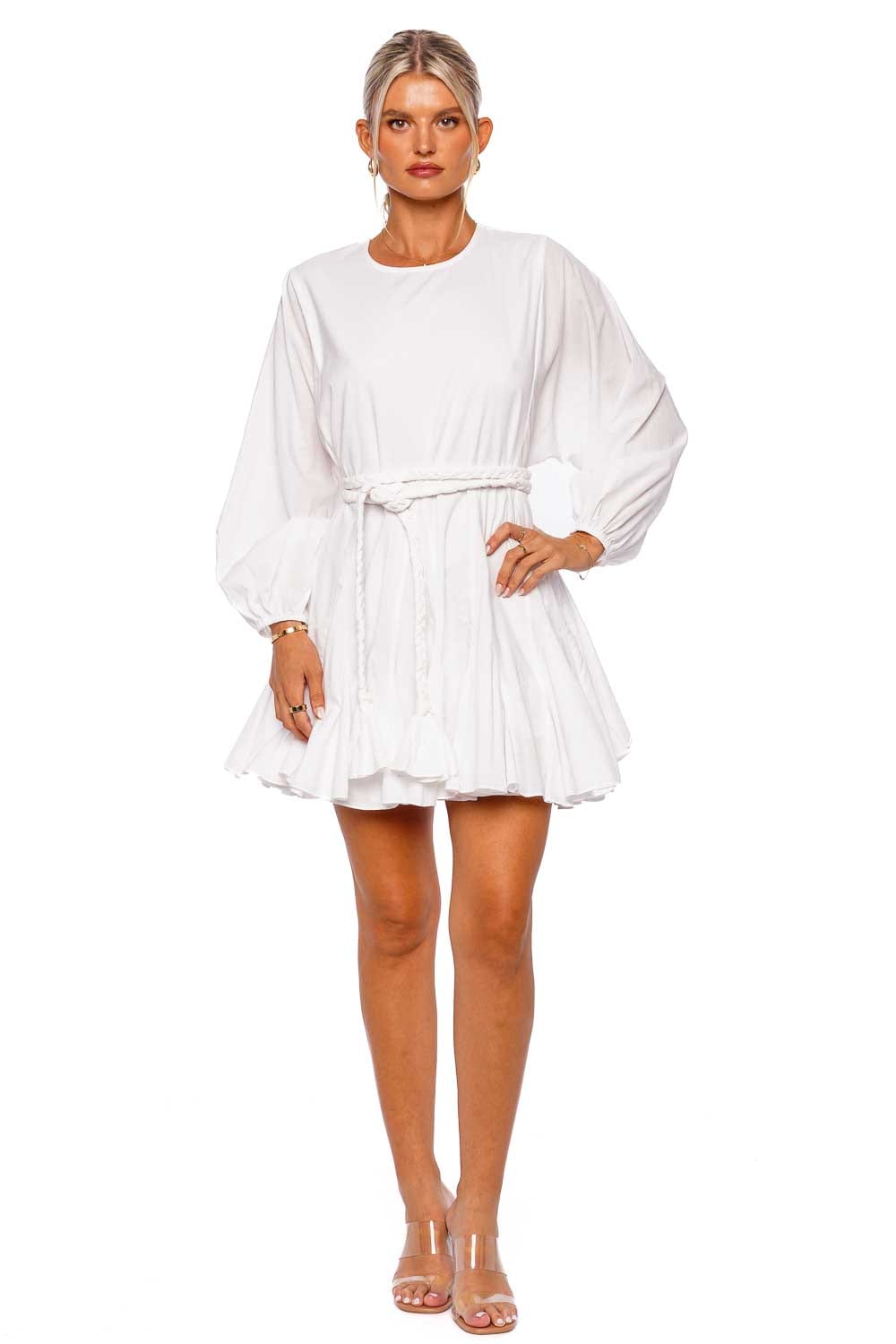 Rhode Ella White Belted Mini Dress