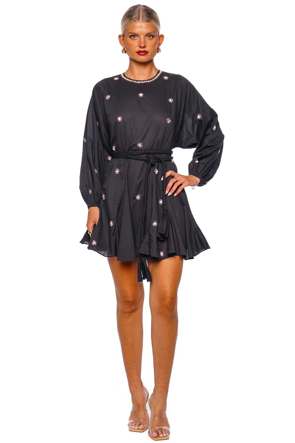 Rhode Ella Marseille Applique Belted Mini Dress
