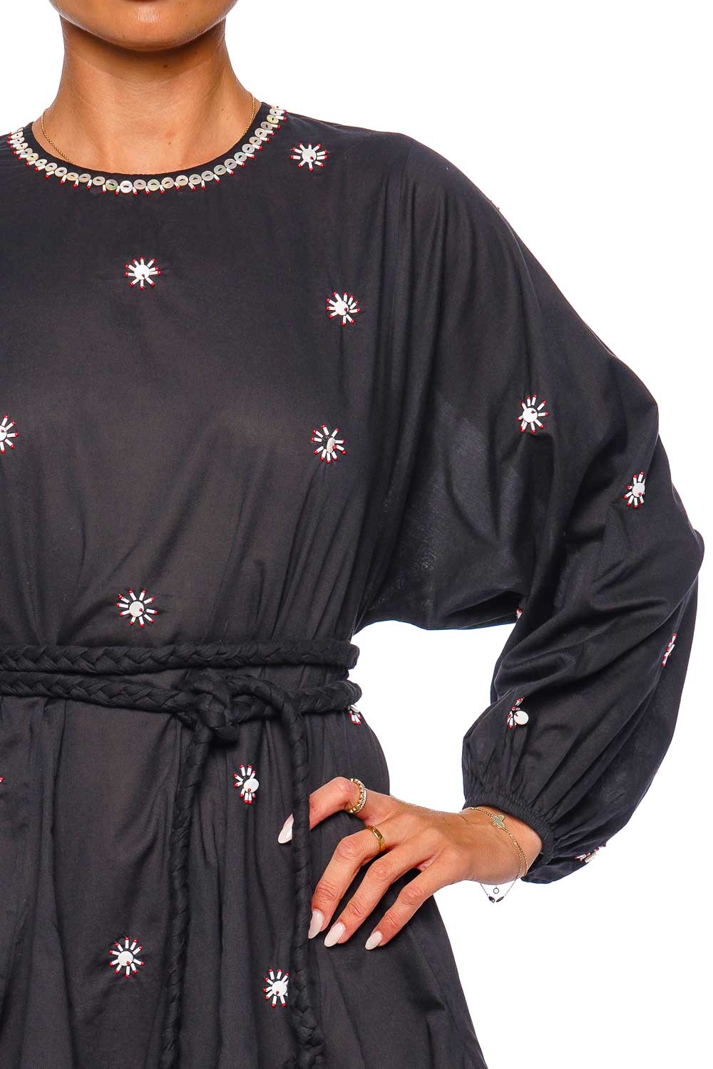 Rhode Ella Marseille Applique Belted Mini Dress