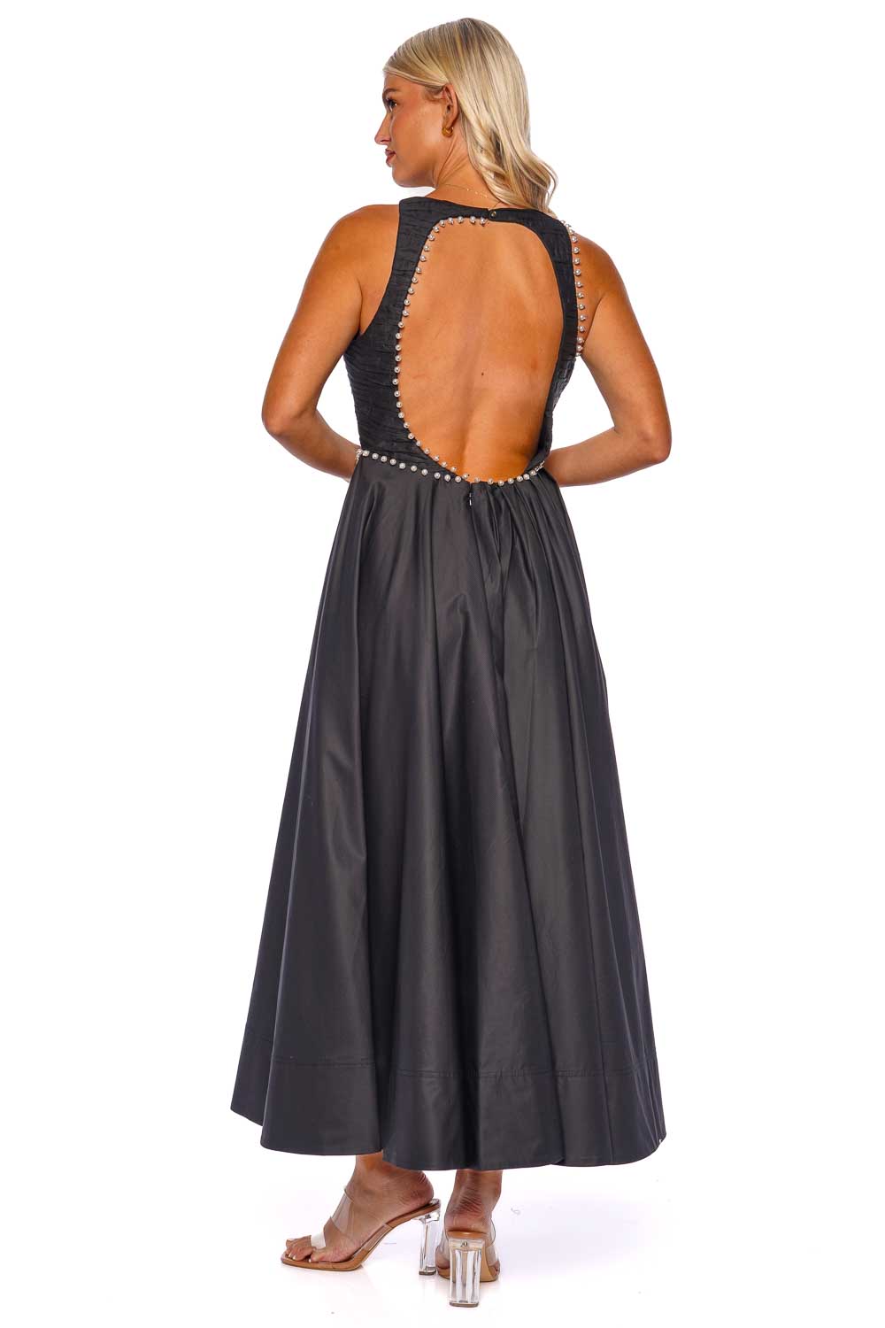 Aje. Florence Pearl Trim Midi Dress