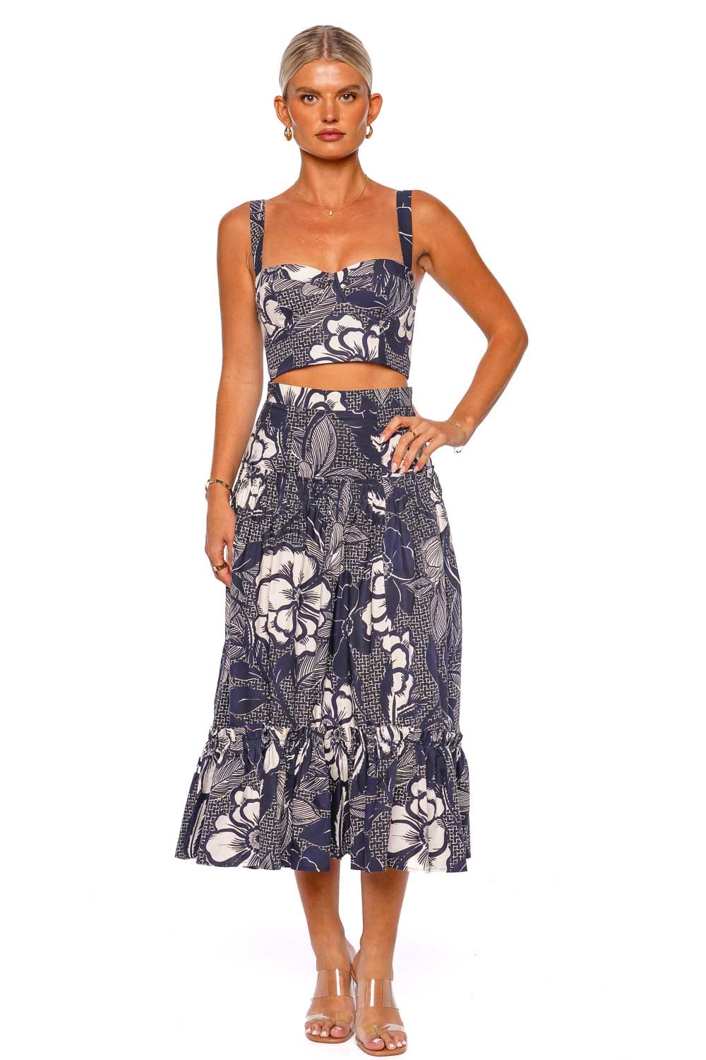 Cara Cara Tisbury Printed Cotton Midi Skirt