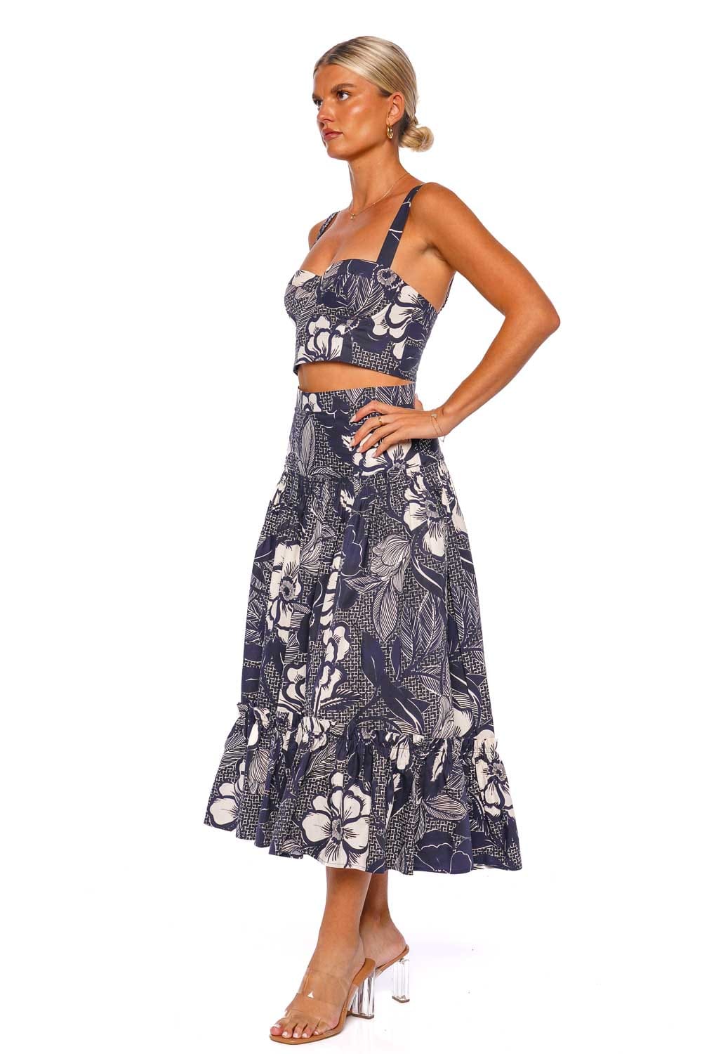 Cara Cara Tisbury Printed Cotton Midi Skirt