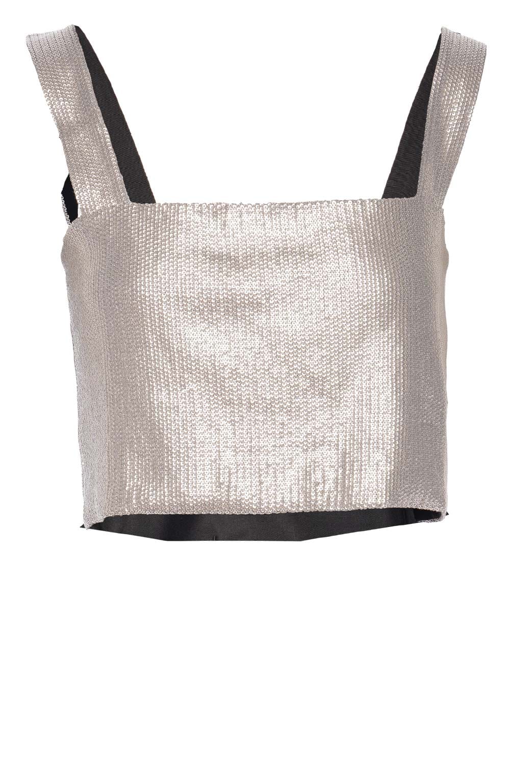 IRO Espal Silver Sequin Cropped Top