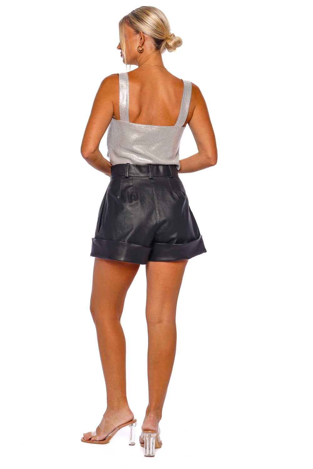 IRO Espal Silver Sequin Cropped Top