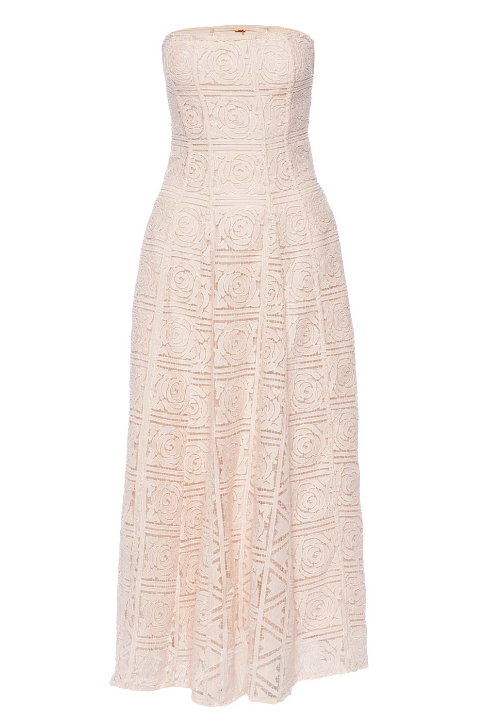Cult Gaia Solia Strapless Floral Lace Midi Dress