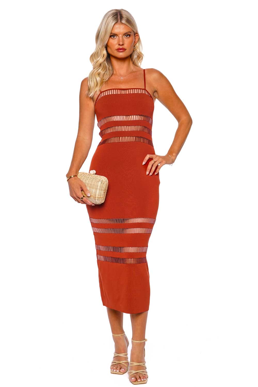 Cult Gaia Olitan Beaded Knit Midi Dress
