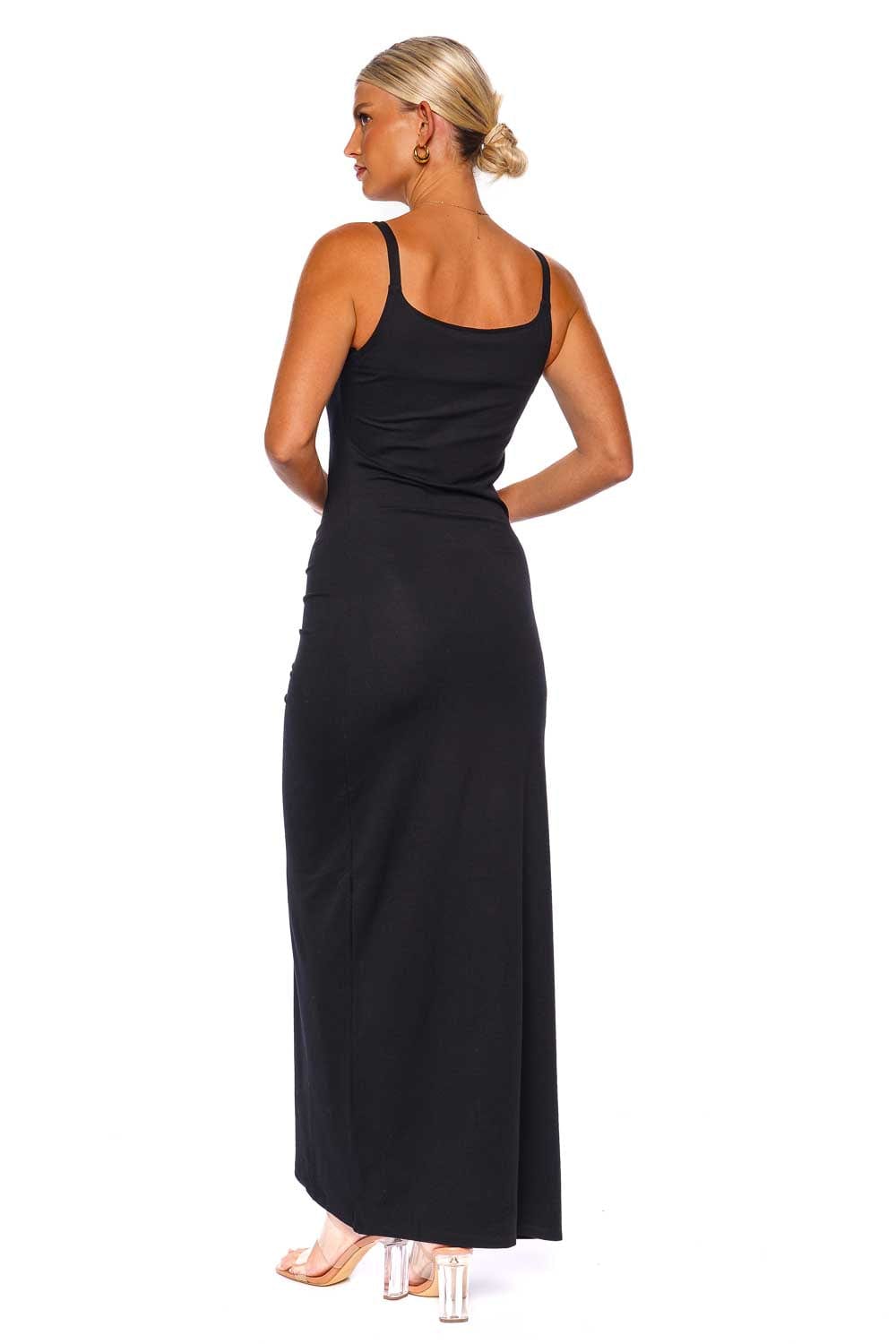 Paco Rabanne Black Asymmetrical Buttoned Maxi Dress