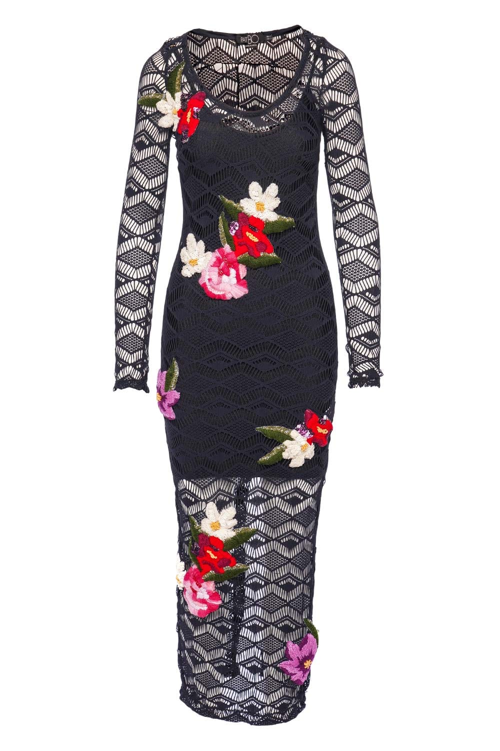 PatBO Crochet Hand-Embroidered Maxi Dress