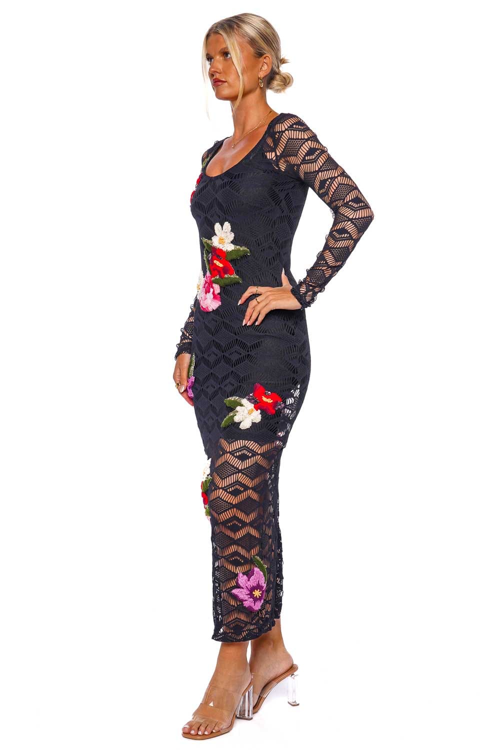 PatBO Crochet Hand-Embroidered Maxi Dress