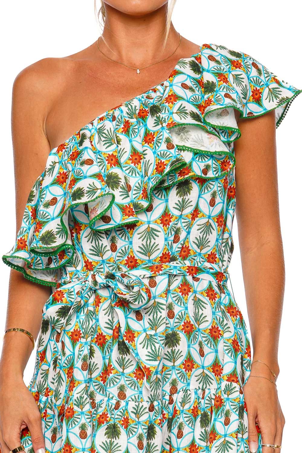 Borgo de Nor Pietra Linen One Shoulder Mini Dress