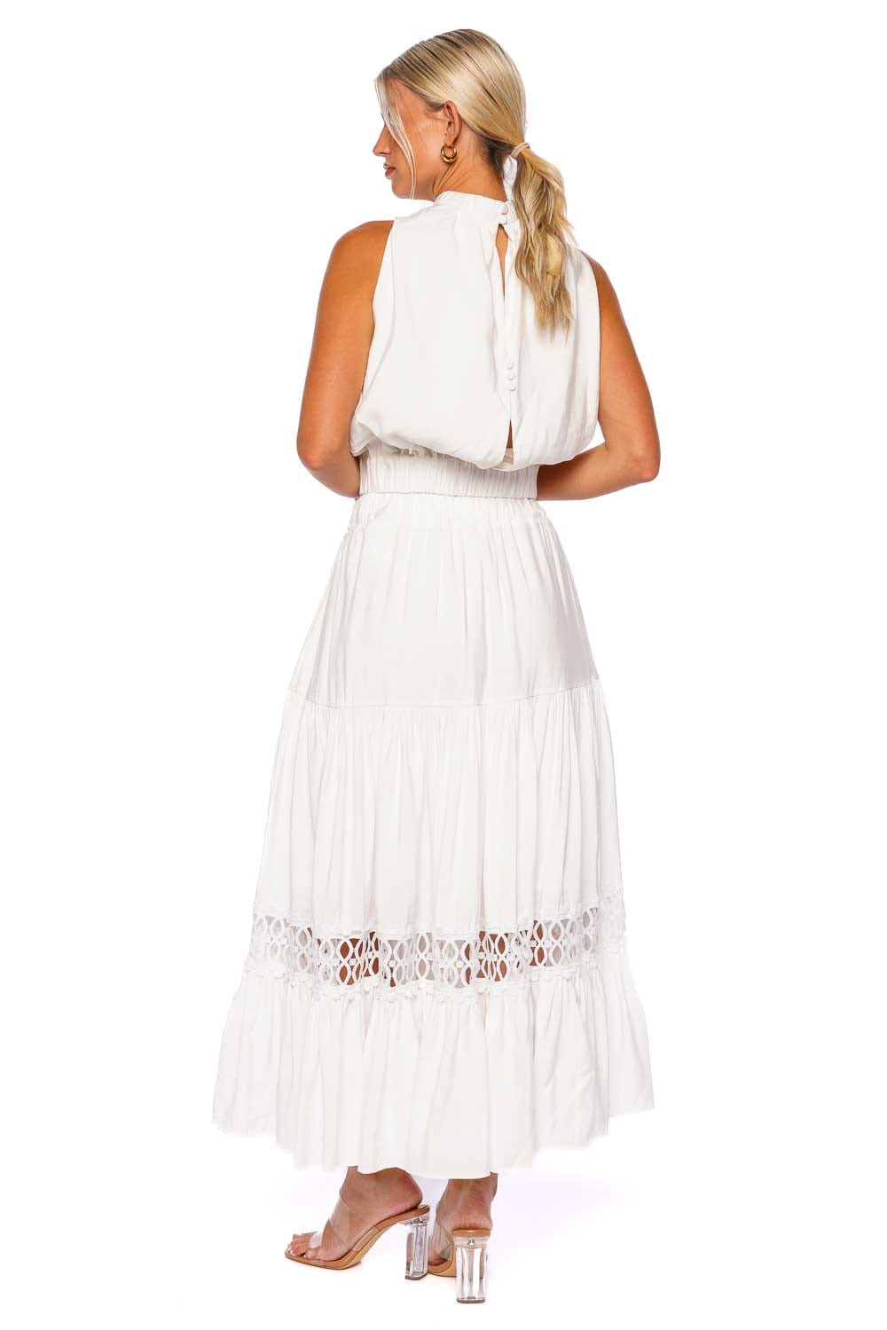 Silvia Tcherassi Cher White Tiered Midi Skirt