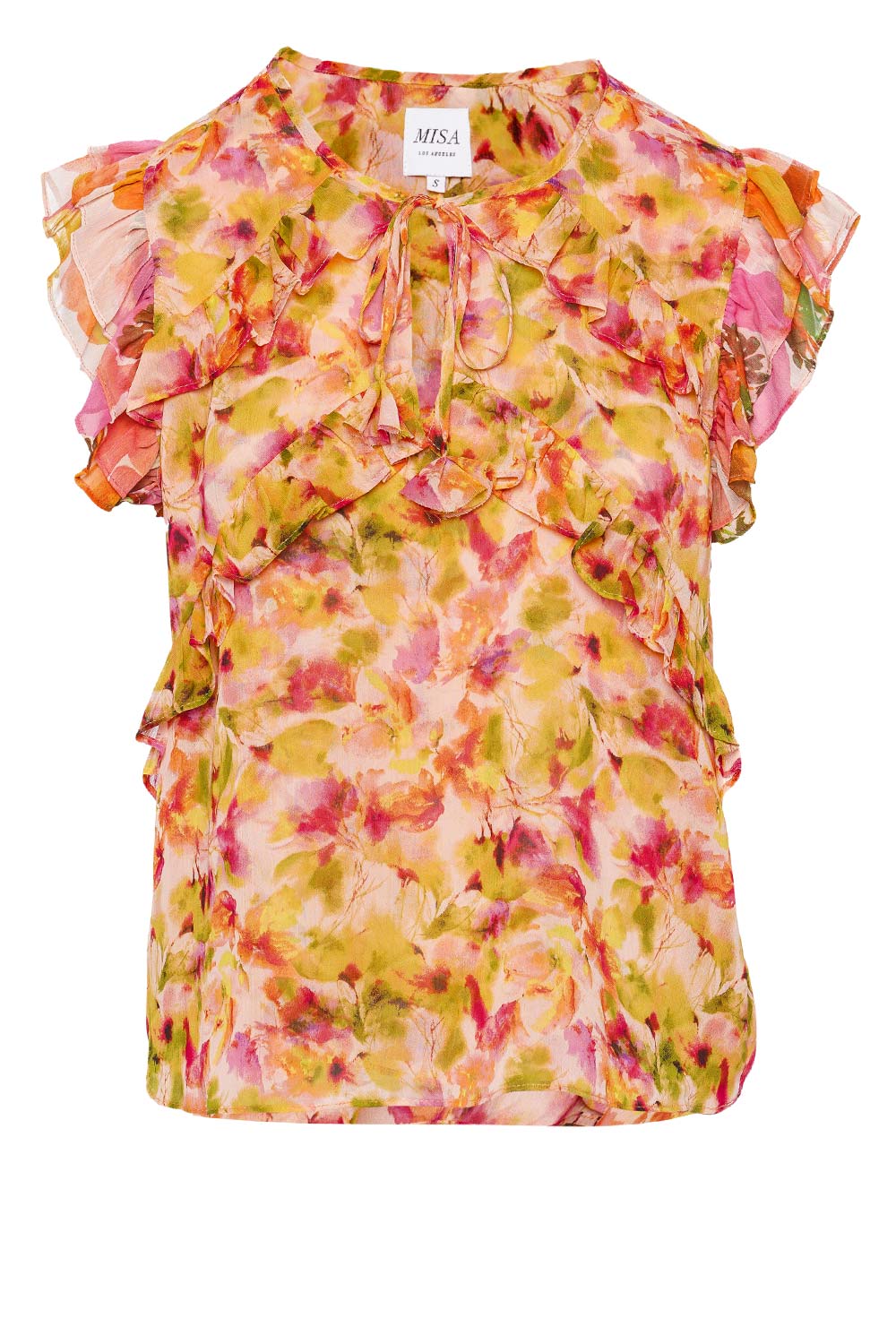 MISA LOS ANGELES Emi Golden Flora Ruffled Top