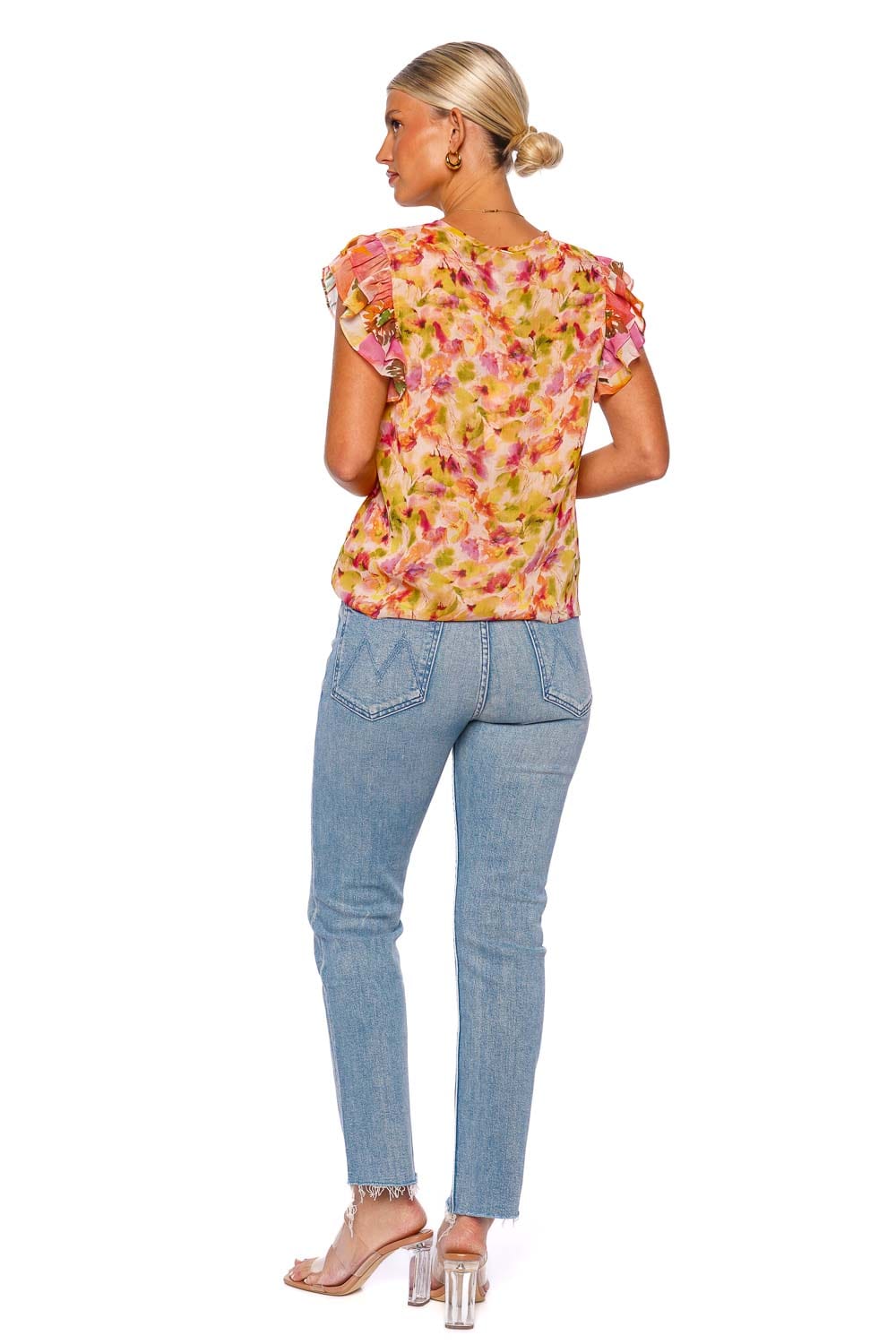 MISA LOS ANGELES Emi Golden Flora Ruffled Top
