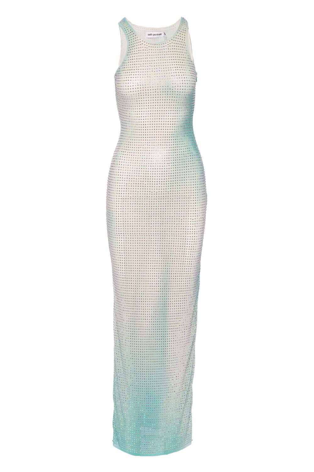 self-portrait Green Rhinestone Long Sleeve Maxi Dress