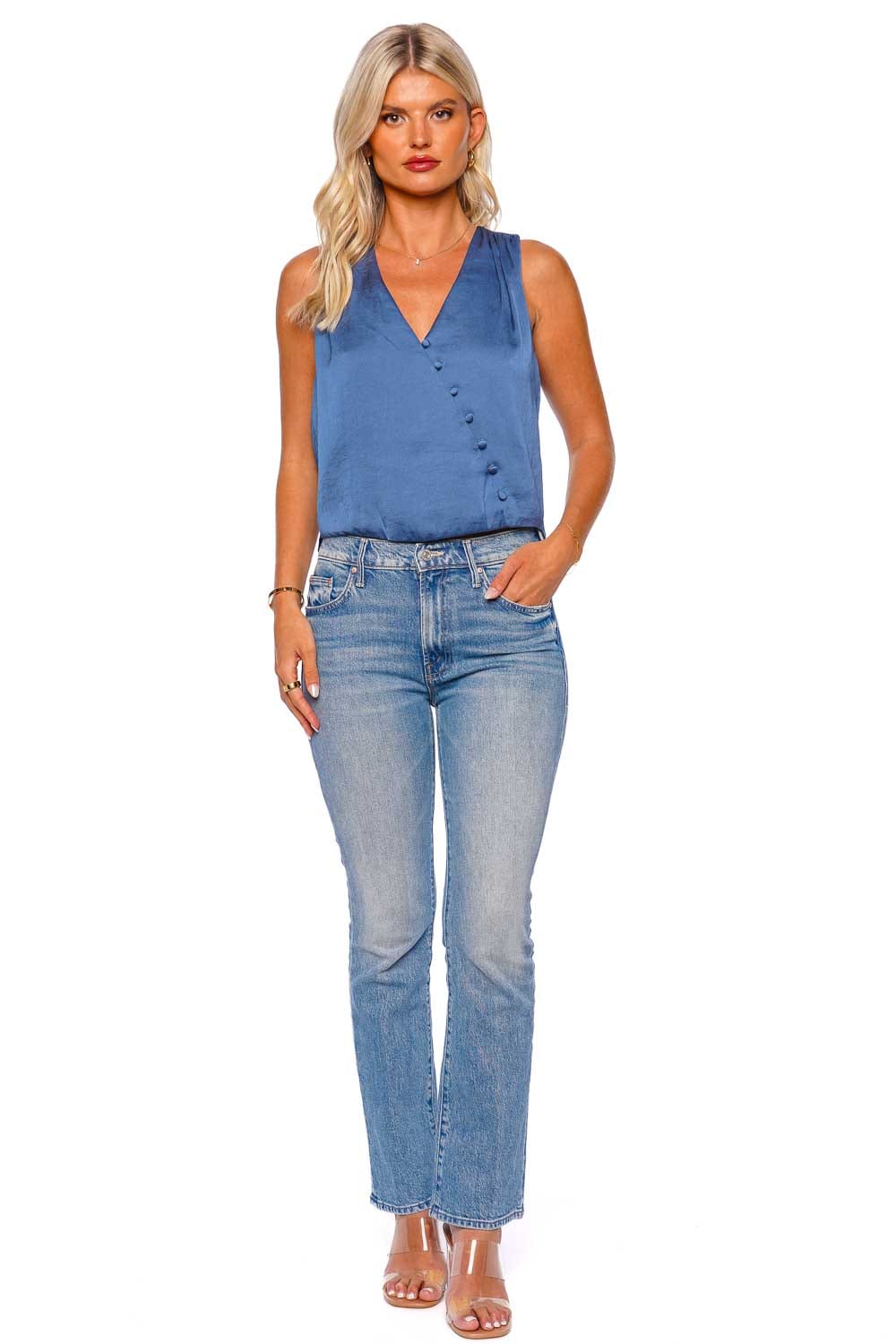 Veronica Beard Rahi Lagoon Blue Sleeveless Crepe Top