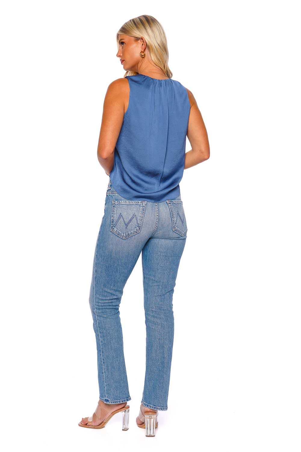 Veronica Beard Rahi Lagoon Blue Sleeveless Crepe Top