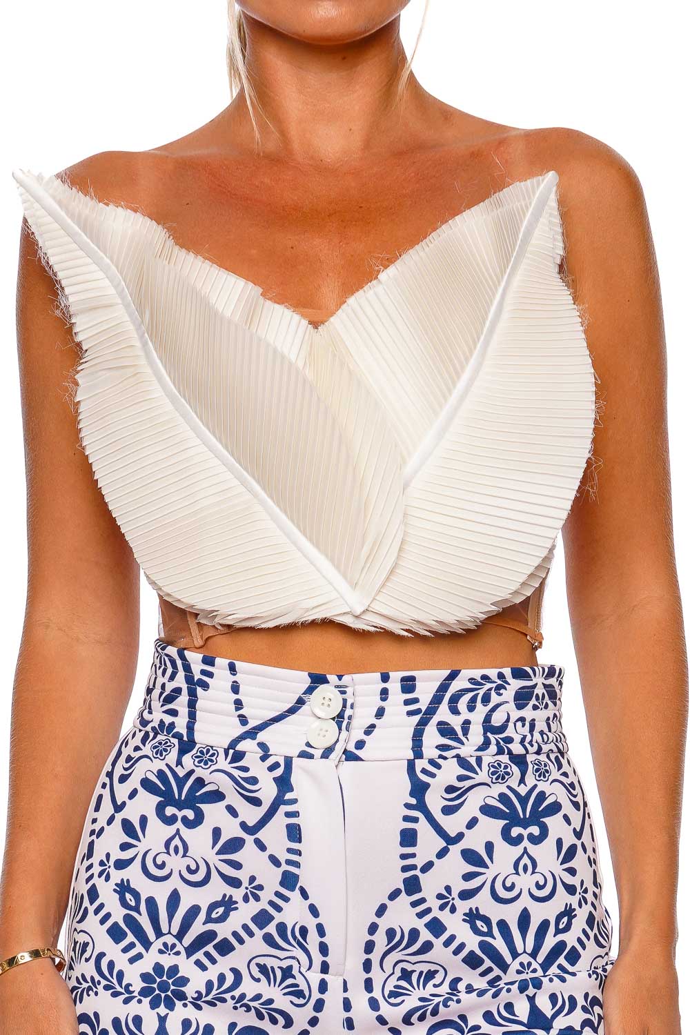 Andres Otalora Kentia Pleated Silk Organza Top