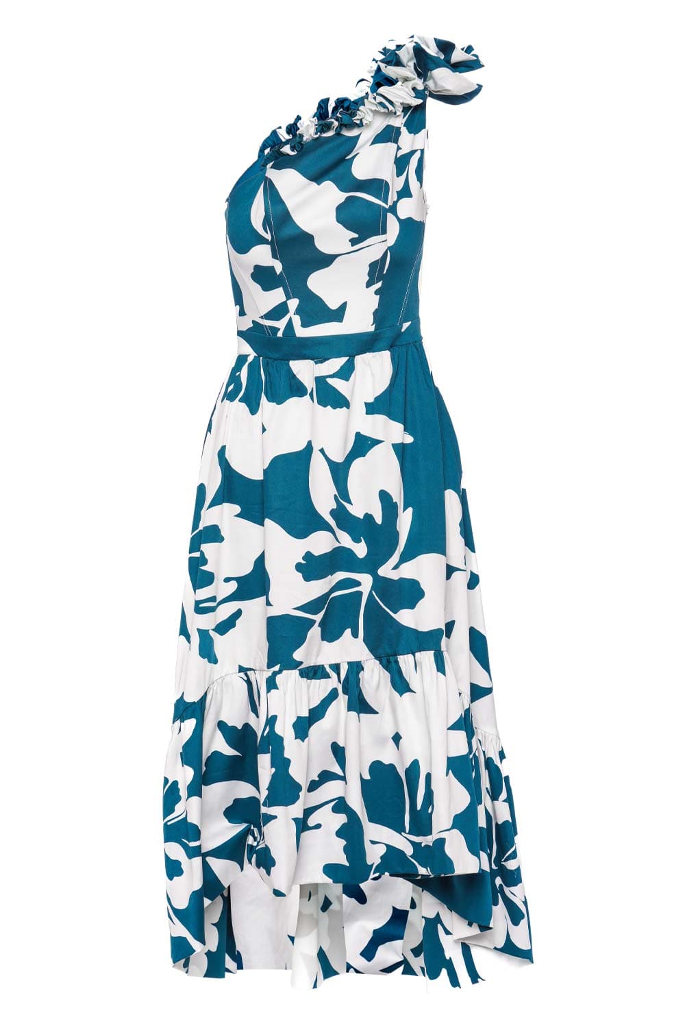 Andres Otalora Naranjal One Shoulder Cotton Midi Dress