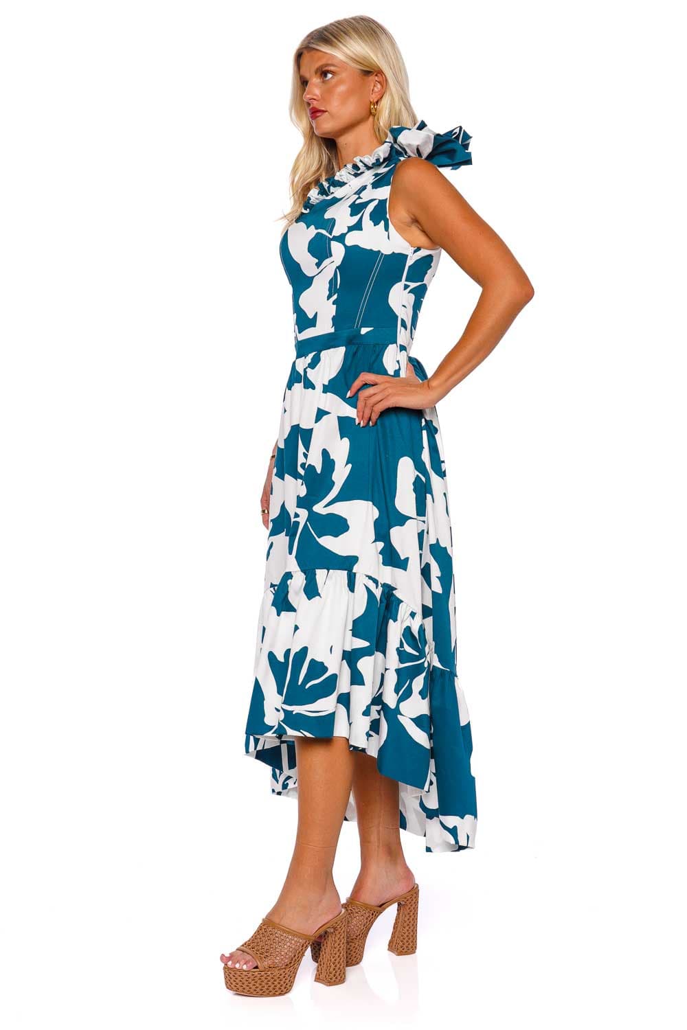 Andres Otalora Naranjal One Shoulder Cotton Midi Dress