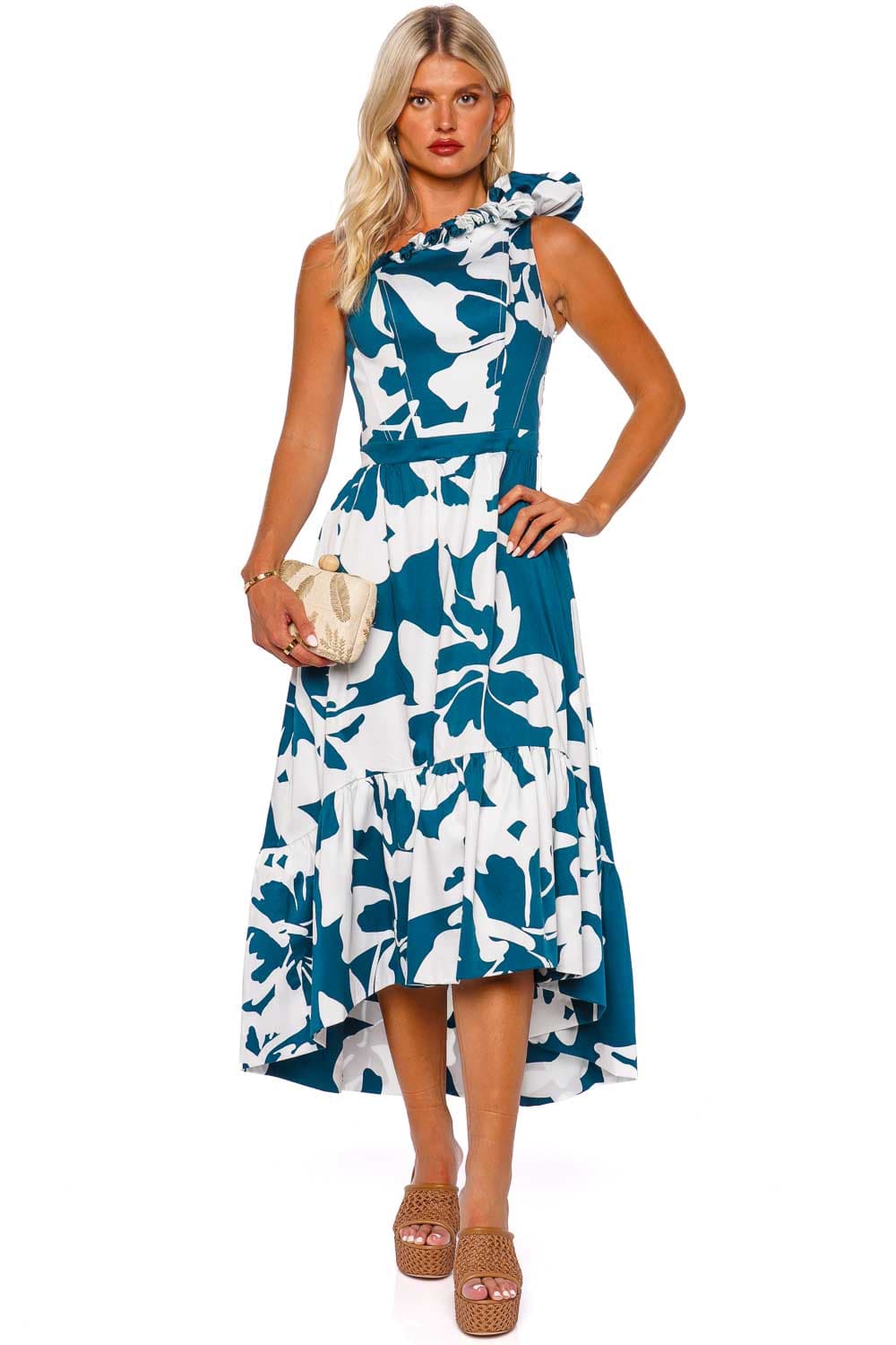 Andres Otalora Naranjal One Shoulder Cotton Midi Dress