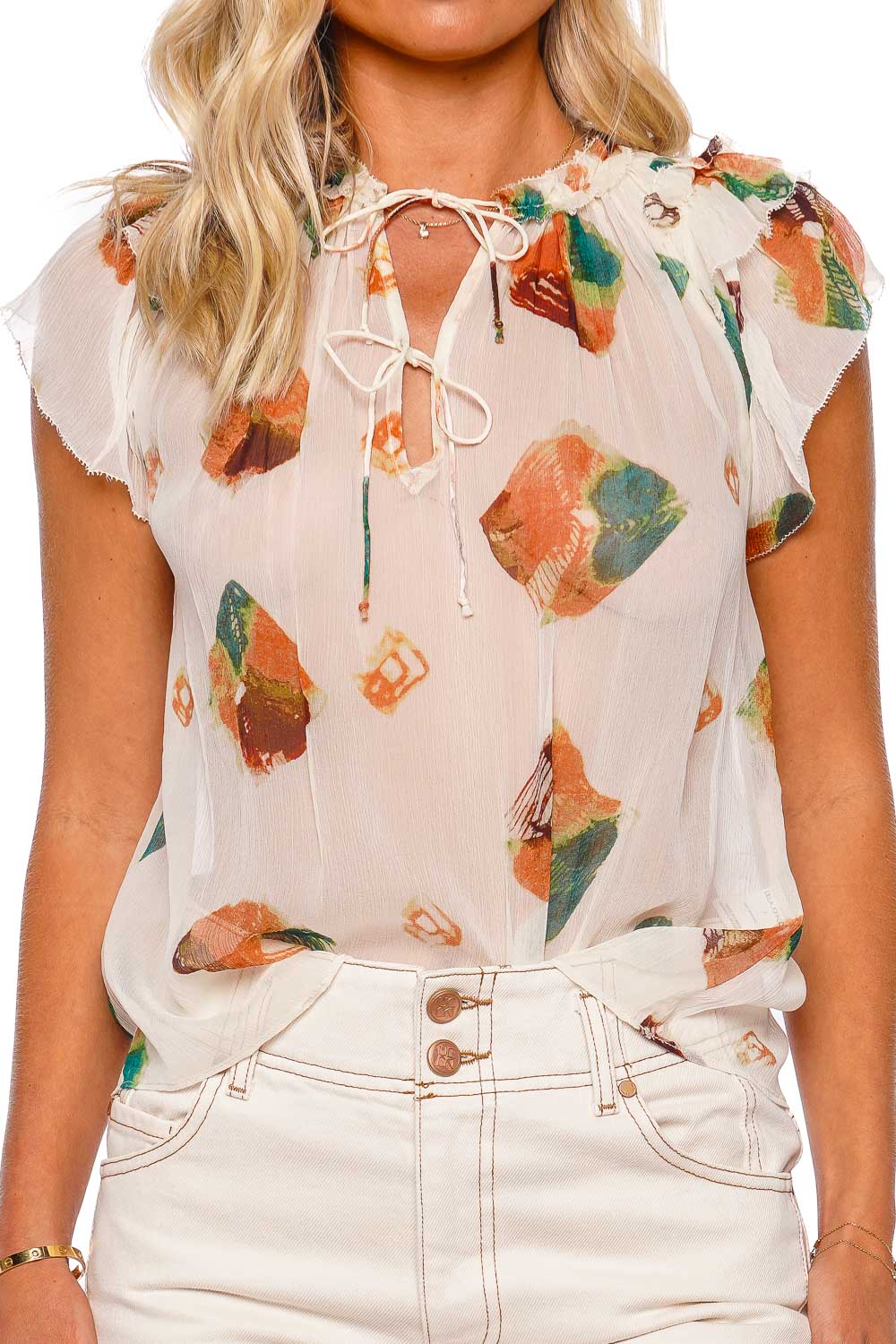 Ulla Johnson Marilyn Aurora Silk Chiffon Top