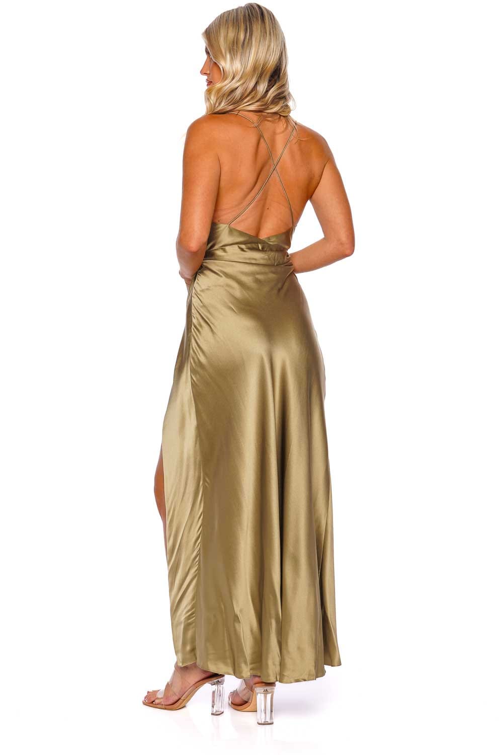 The Sei Sage Silk Wrap Midi Dress