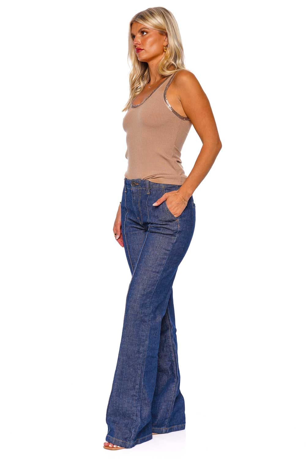 SIMKHAI Ansel Imperial High Rise Flare Jeans