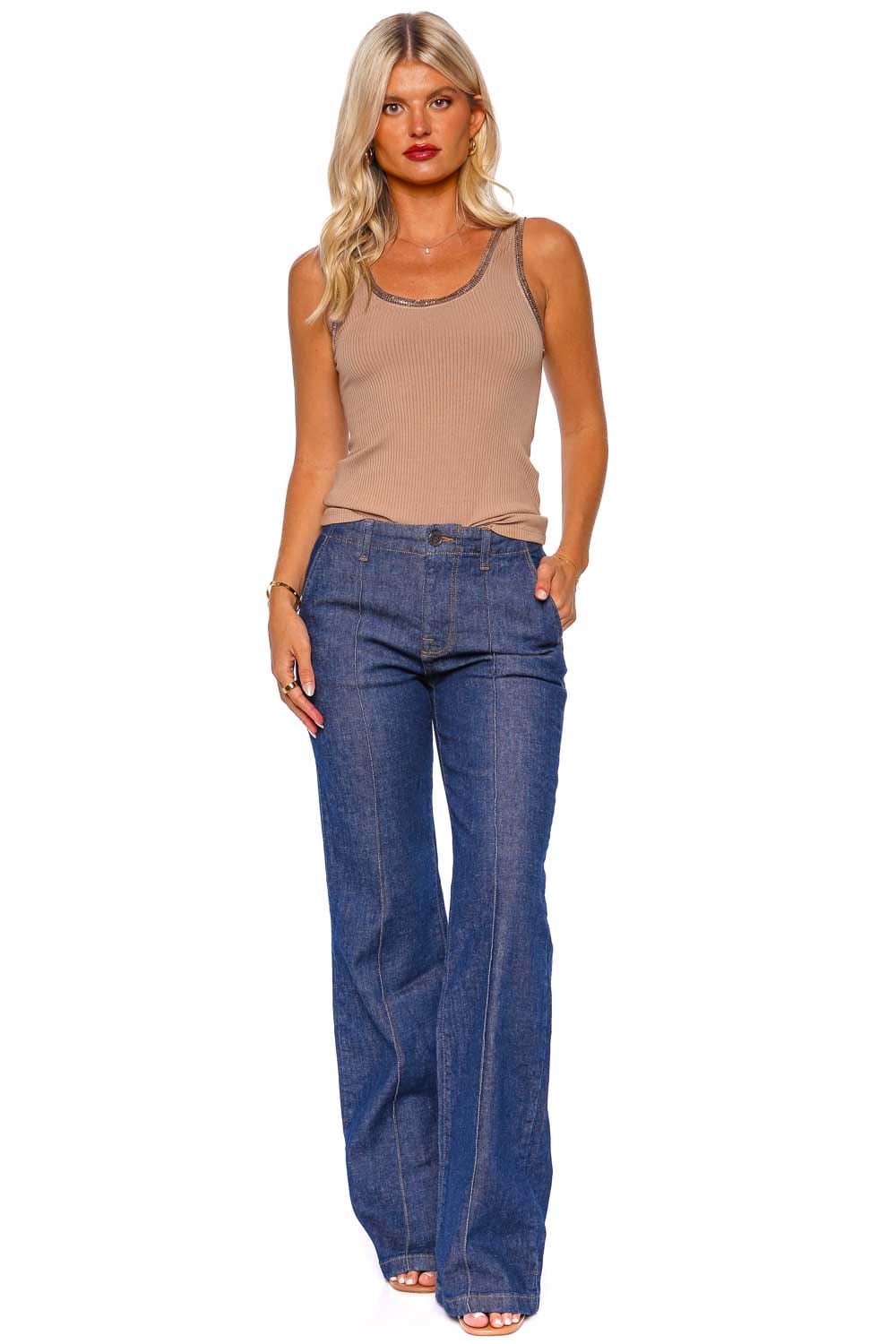 SIMKHAI Ansel Imperial High Rise Flare Jeans