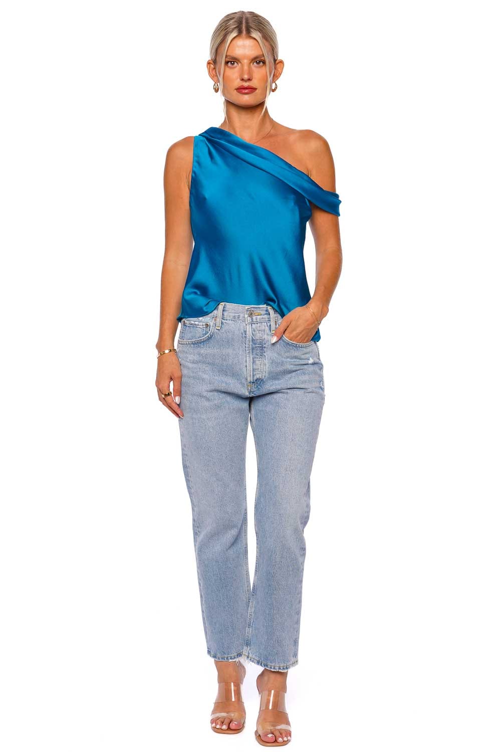 Jonathan Simkhai Lexy Draped One Shoulder Top