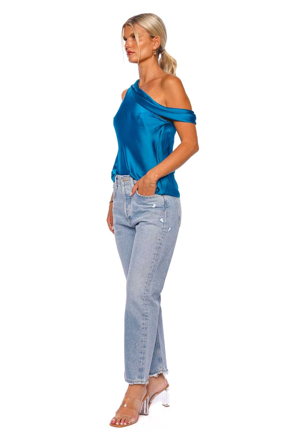 Jonathan Simkhai Lexy Draped One Shoulder Top