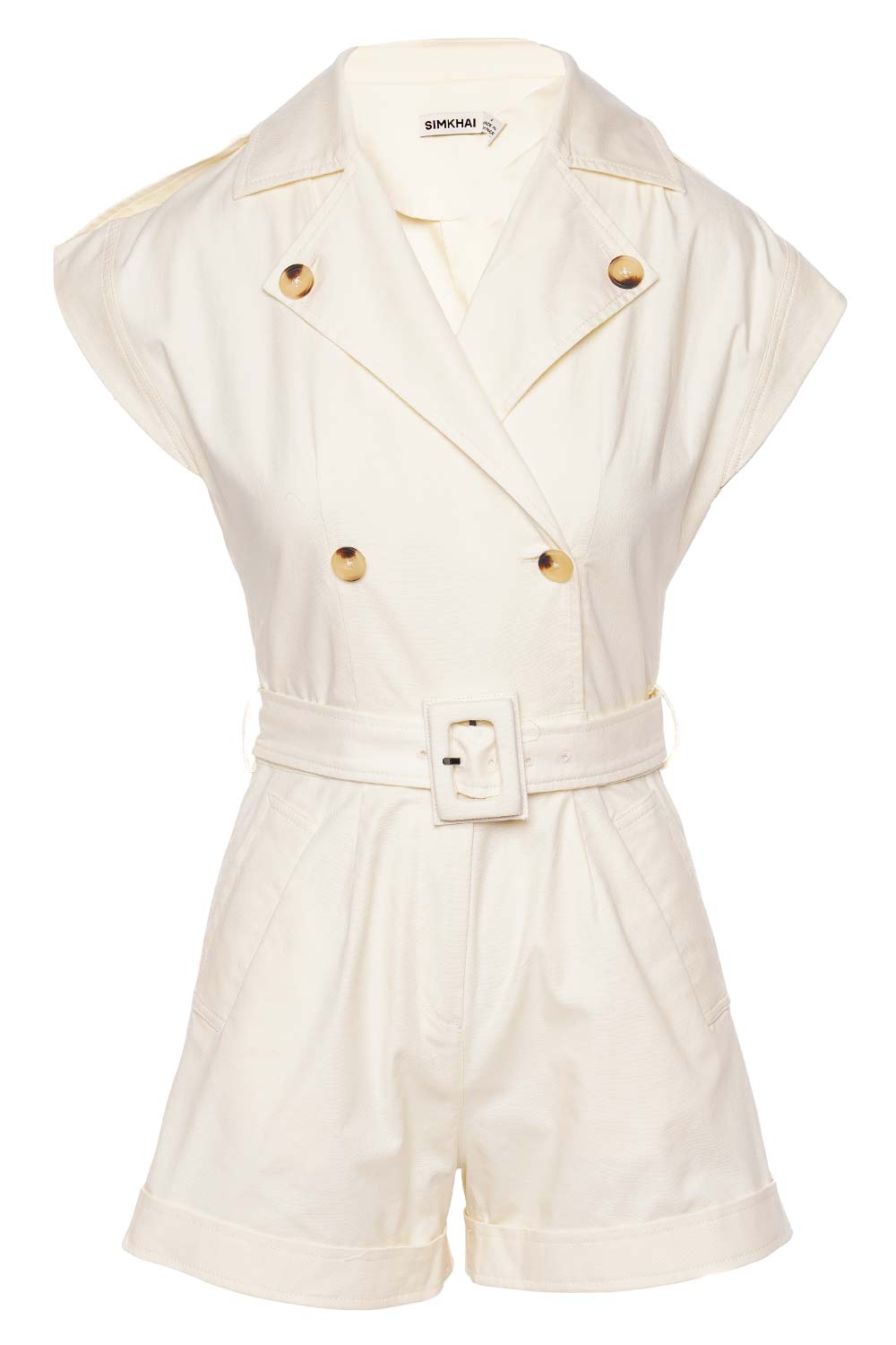 Jonathan Simkhai Vega Belted Cotton Twill Romper