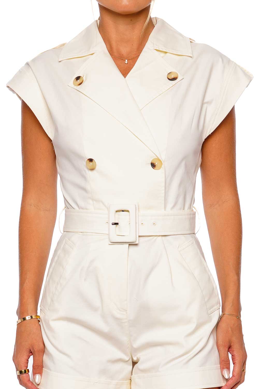 Jonathan Simkhai Vega Belted Cotton Twill Romper