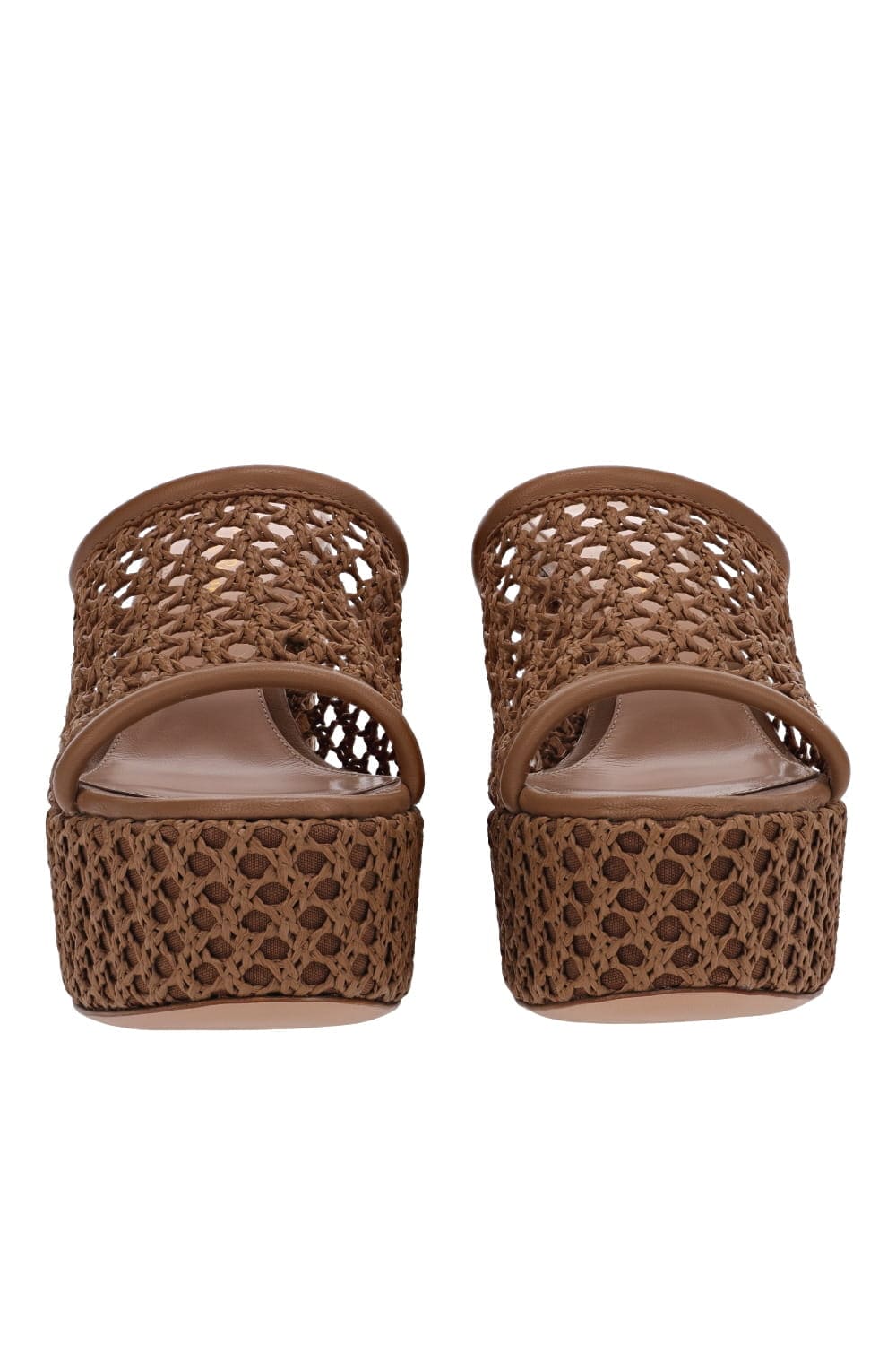 Gianvito Rossi Raffia Block Heel Platform Mules