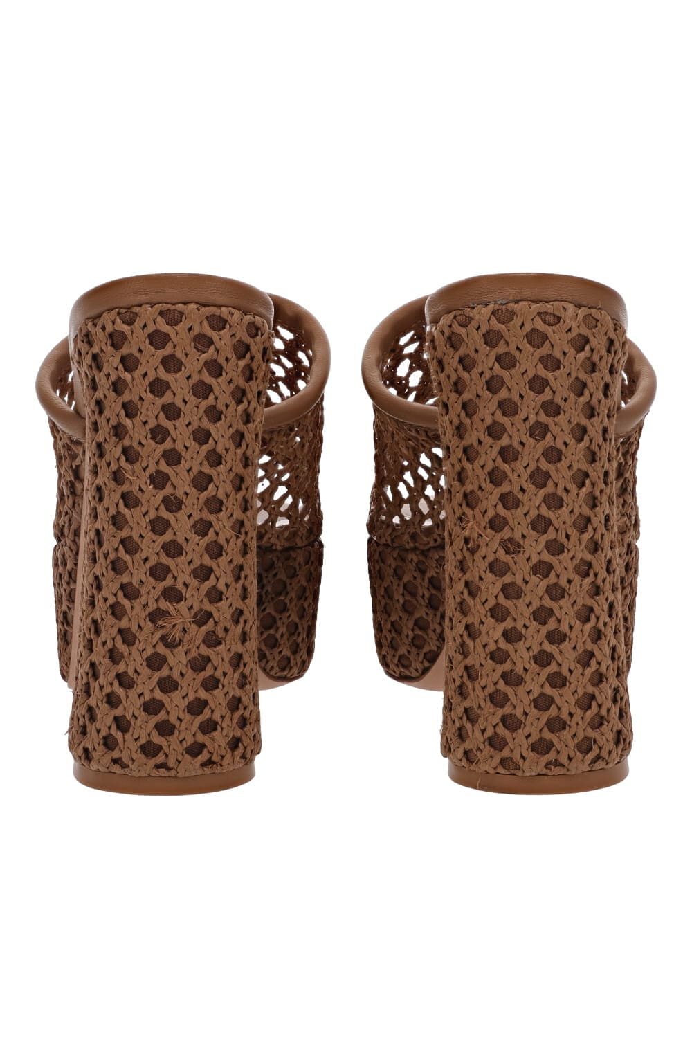 Gianvito Rossi Raffia Block Heel Platform Mules