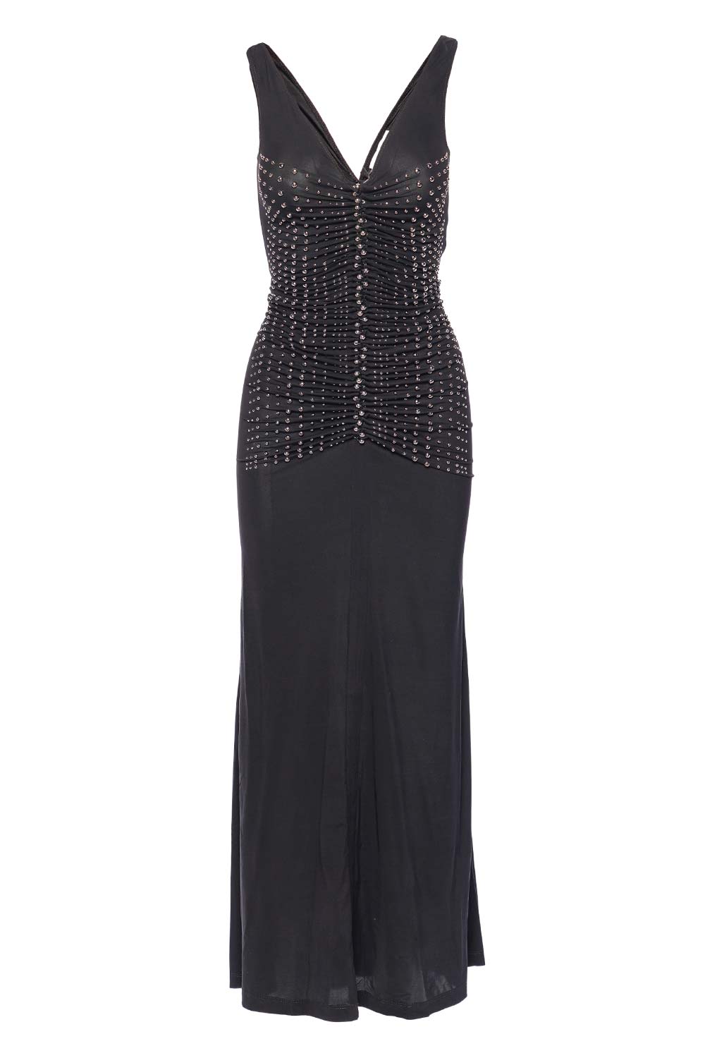 Paco Rabanne Black Studded Sleeveless Maxi Dress
