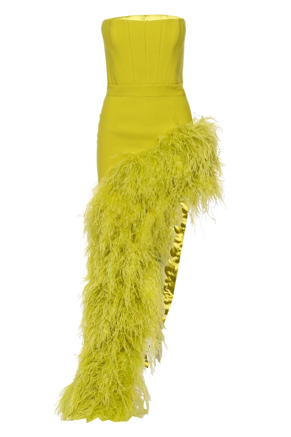 The New Arrivals by Ilkyaz Ozel Giselle Strapless Asymmetric Feathered Mini Dress