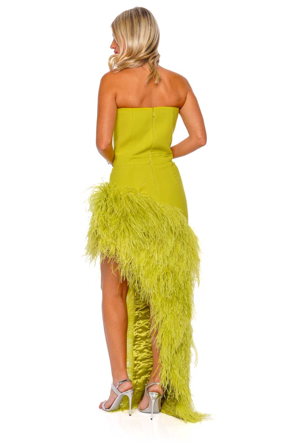 The New Arrivals by Ilkyaz Ozel Giselle Strapless Asymmetric Feathered Mini Dress