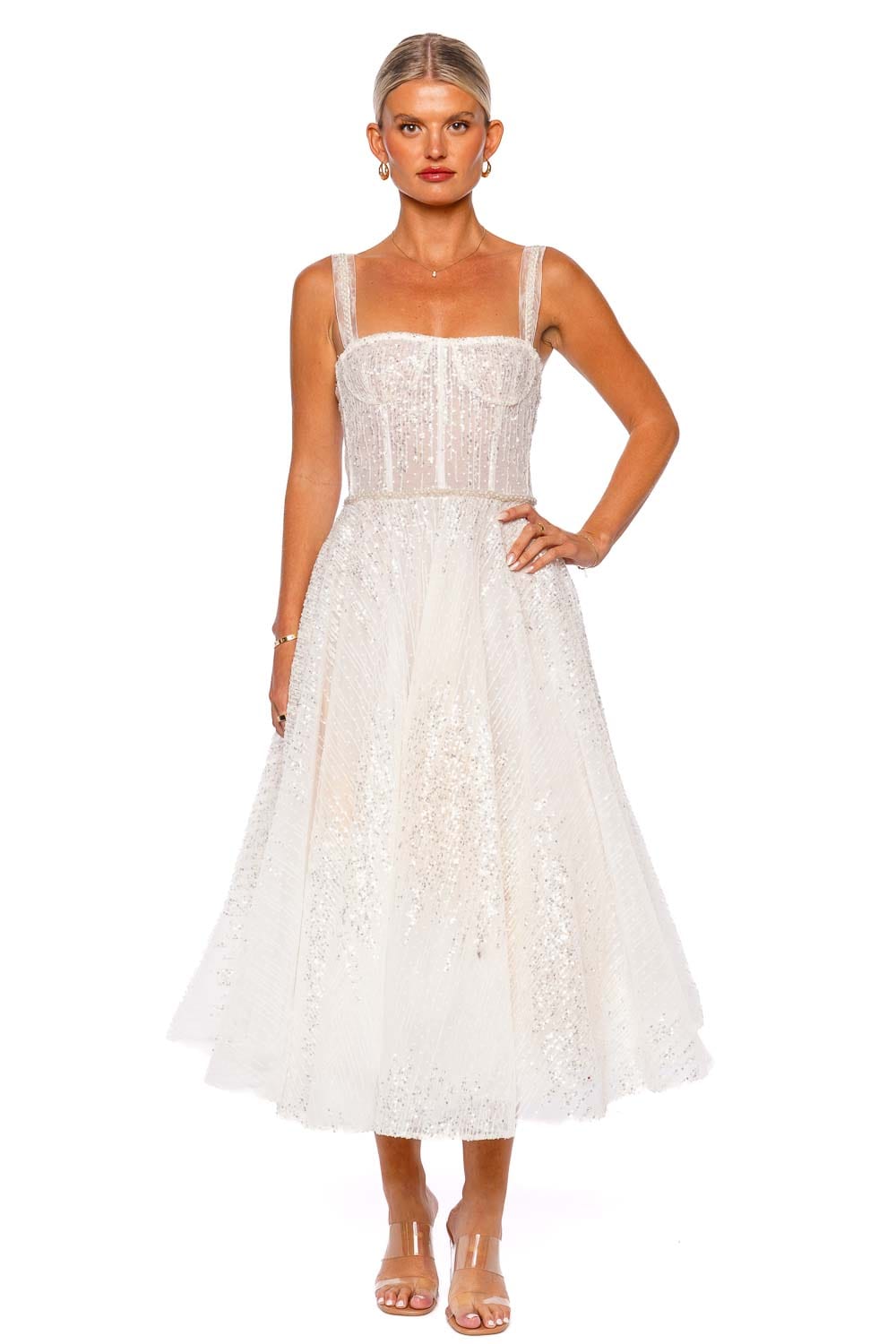 Bronx and Banco Mademoiselle Embellished Bridal Midi Dress
